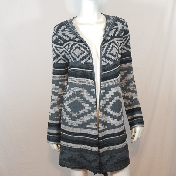 Grifflin Paris Sweaters - Grifflin Paris Aztec Hooded Long Cardigan Sweater